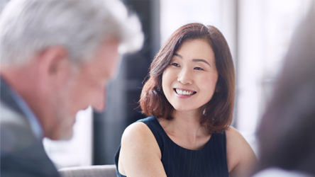 a man and a woman chatting
