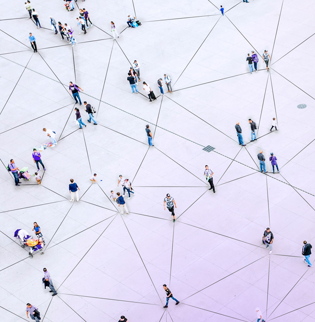 Group of connected people.